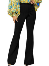 Pantalones largos acampanados de cintura alta con cremallera frontal